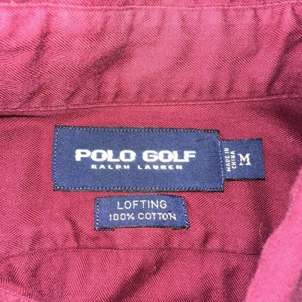 Vintage 90's Polo Golf Ralph Lauren Red Cotton Long Sleeve‎ Button Down Men's M